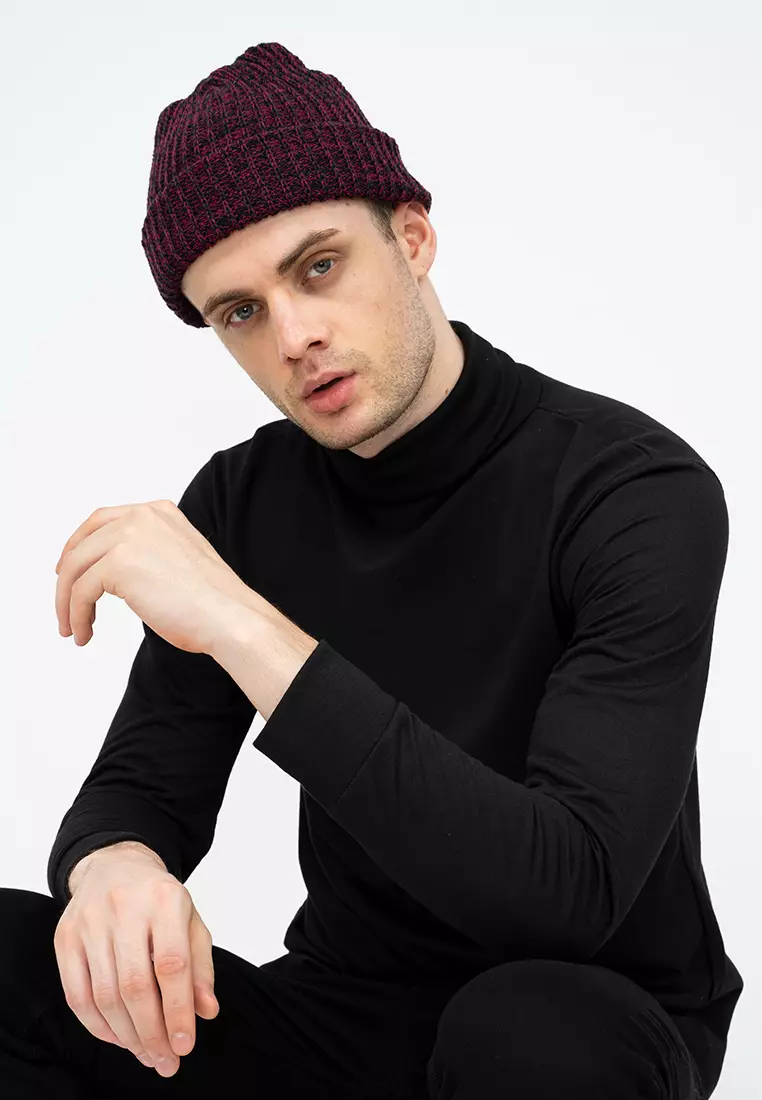 Topi Kupluk Rajut Beanie Hat Polos Topi Gunung maroon dusty