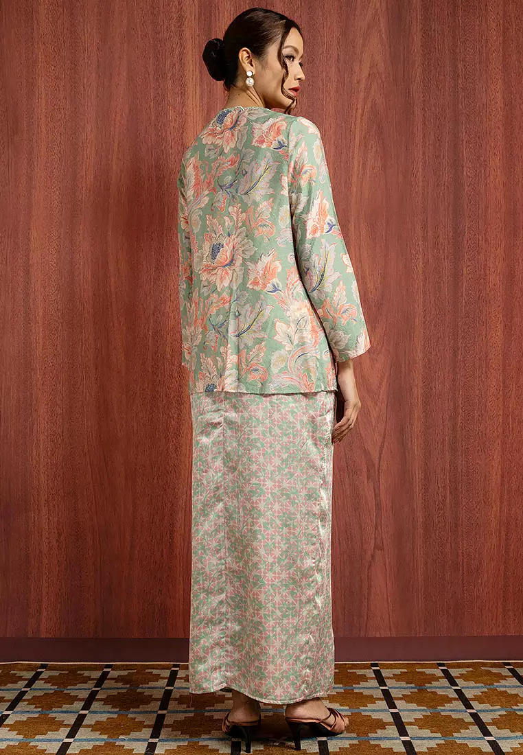 MAYA 印花刺繡馬來連身裙套裝