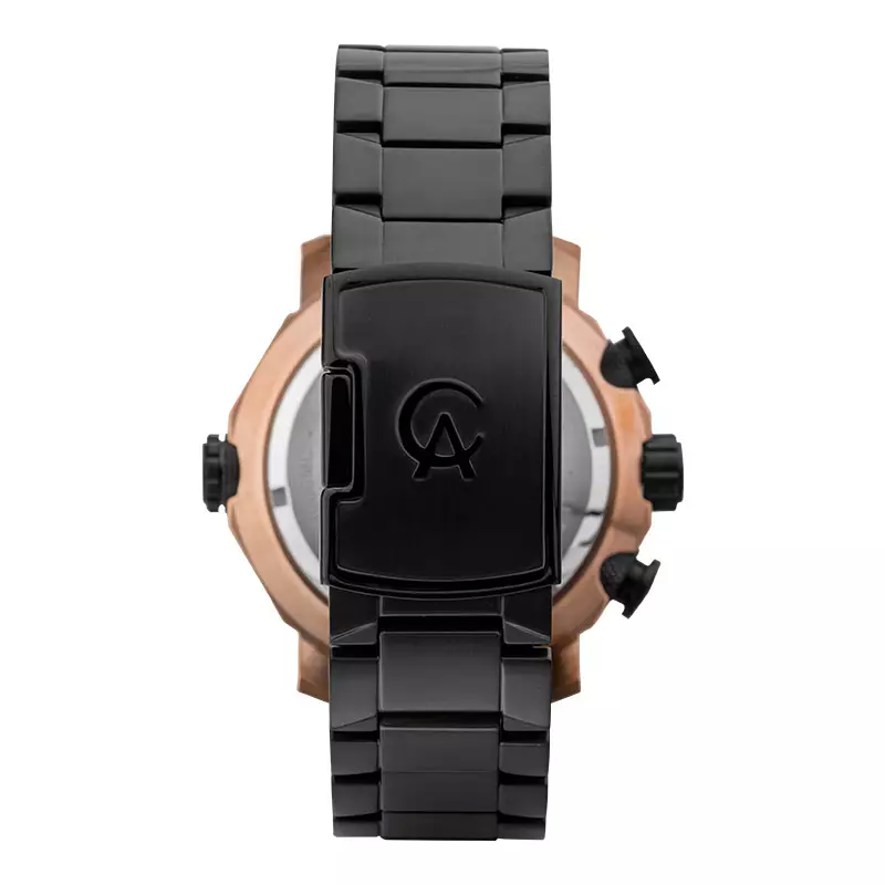 Jam Tangan Pria Alexandre Christie Chronograph AC 6565 MC BBRBA Men Black Dial Black Stainless Steel Strap