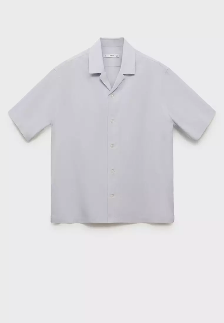 Tencel-Linen Bowling-Collar Shirt