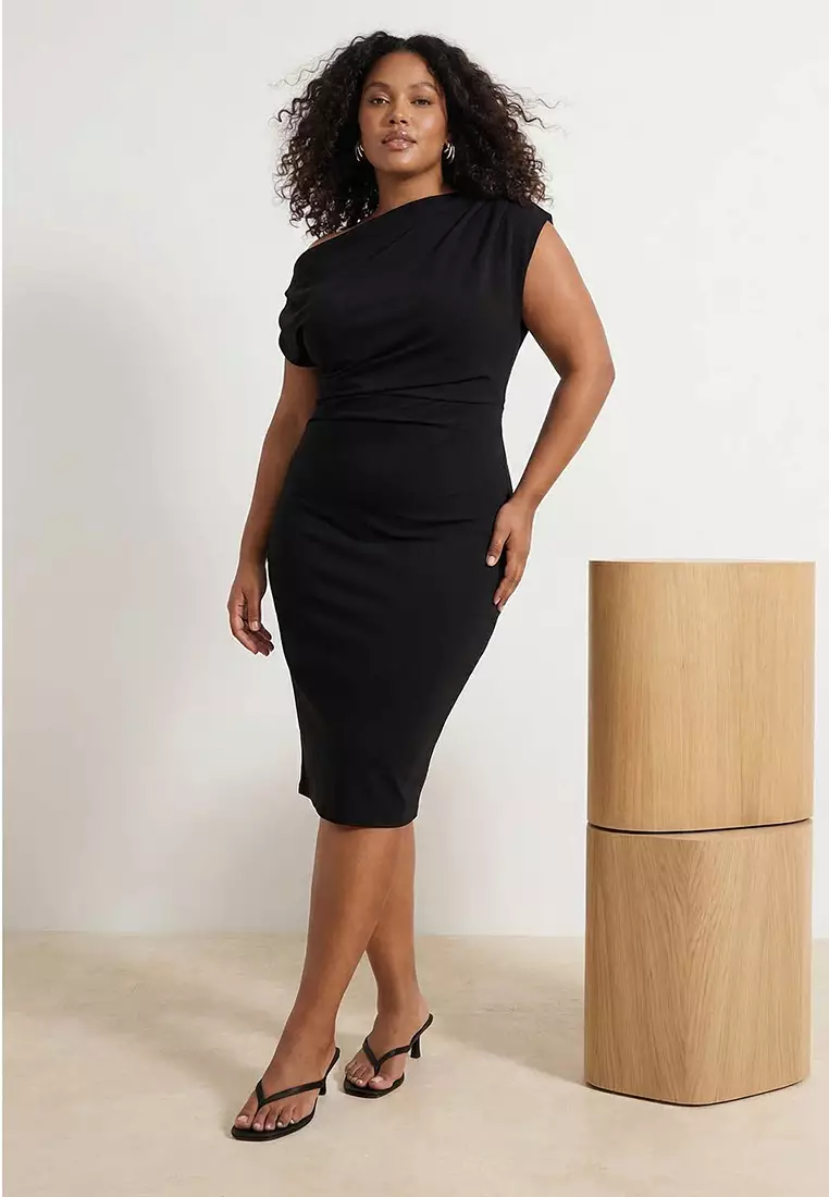 Bodycon Dress Women's Plus Size Midi Dresses SHEIN EZwear Plus Size Women Dresses Autumn Long Sleeve Party Dinner Evening Crew Neck Bodycon Casual 70's Elegant Black Midi Curve Long SHEIN USA