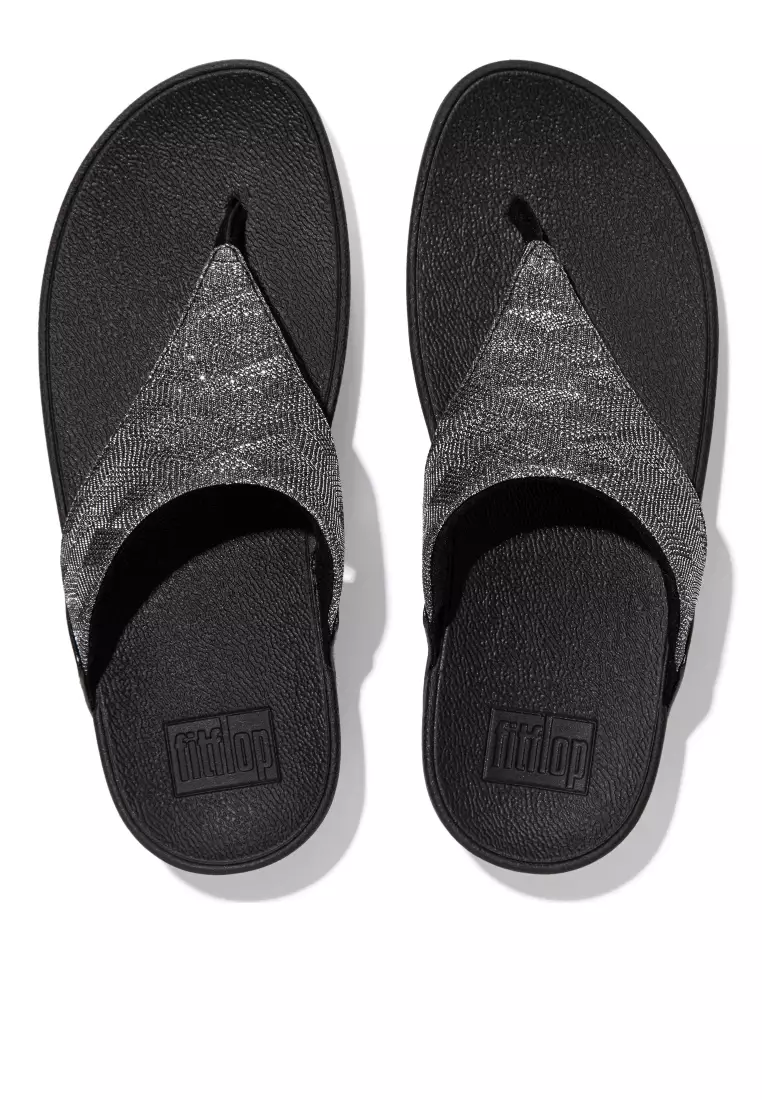 FitFlop LULU Women's Glitz Toe-Post Sandals - All Black (ET8-090)
