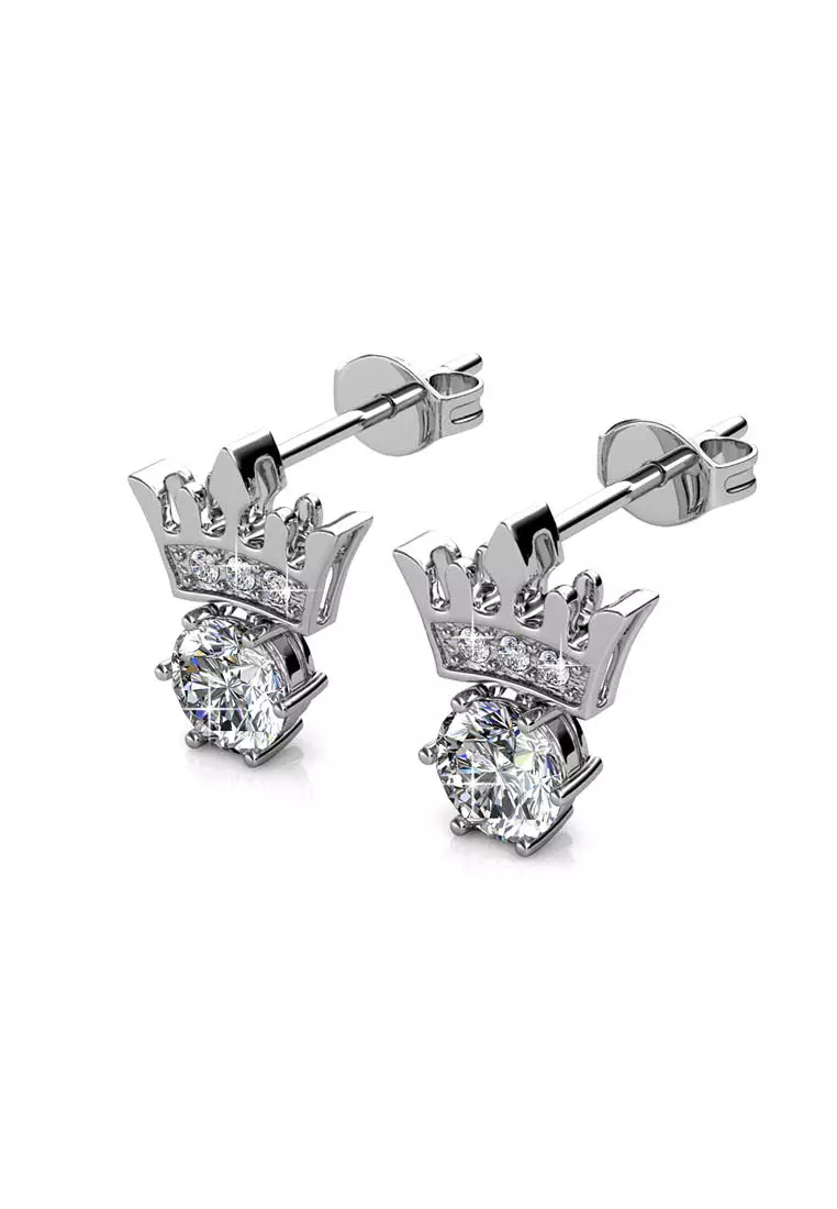 Crown Jewel White Gold - Anting Crystal by Her Jewellery