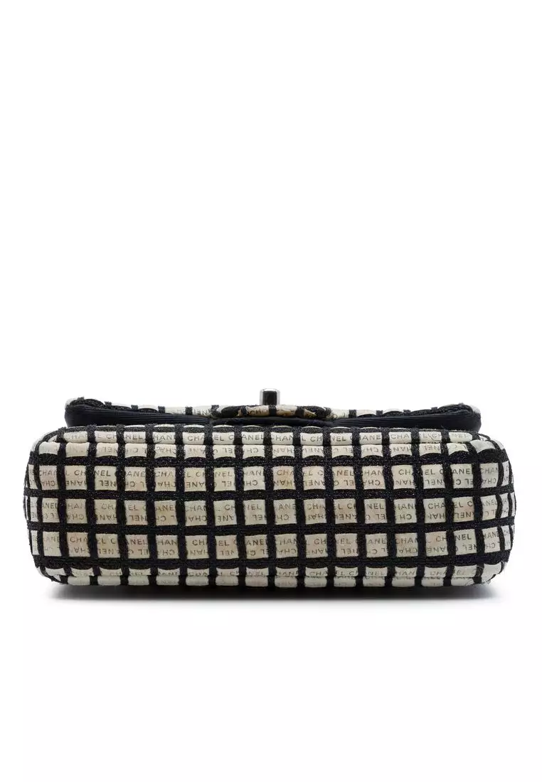 Pre-Loved Chanel Mini Rectangular Tweed  And Ribbon Logo Single Flap
