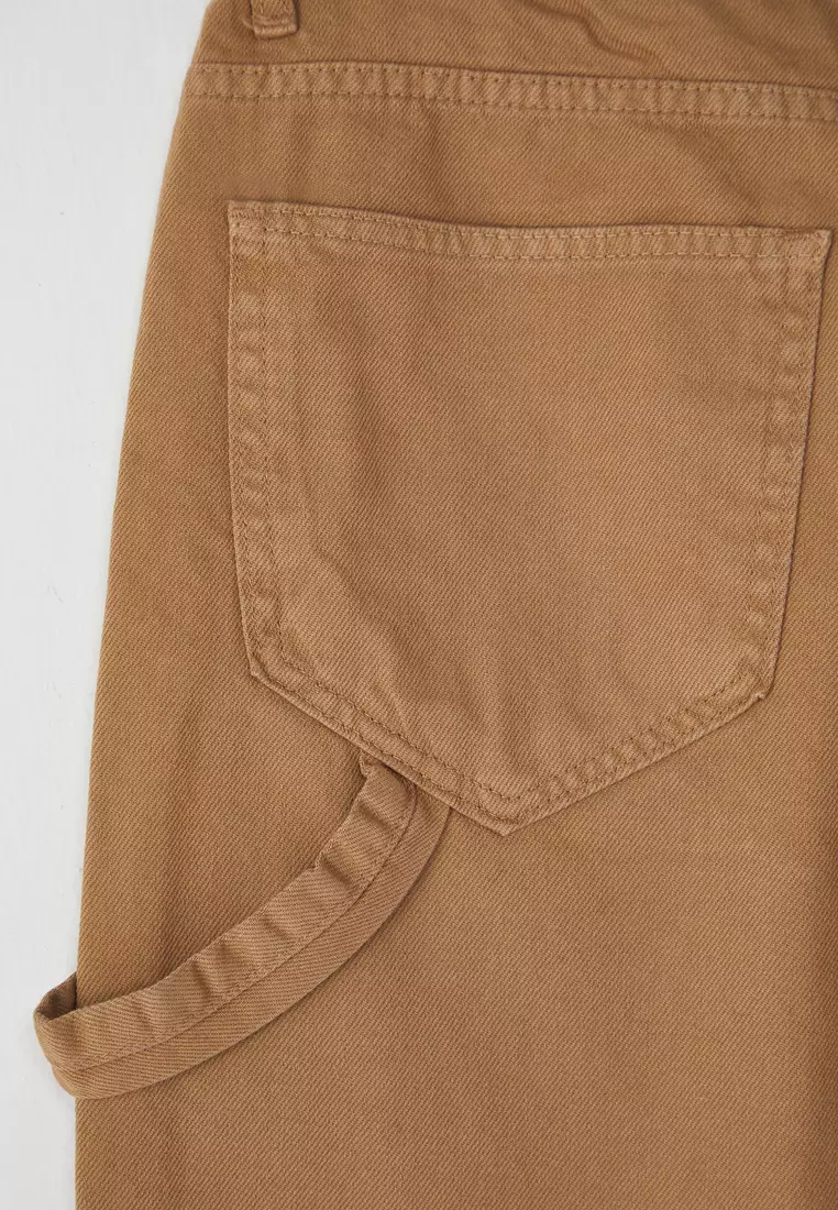 Camel Patchwork Wide Denim Shorts & Bermuda Shorts TMNSS25SR00038