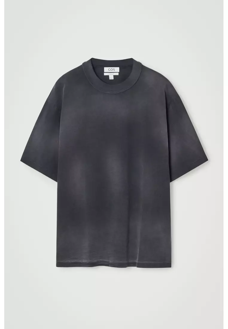 OVERSIZED WASHED-JERSEY MOCK-NECK T-SHIRT