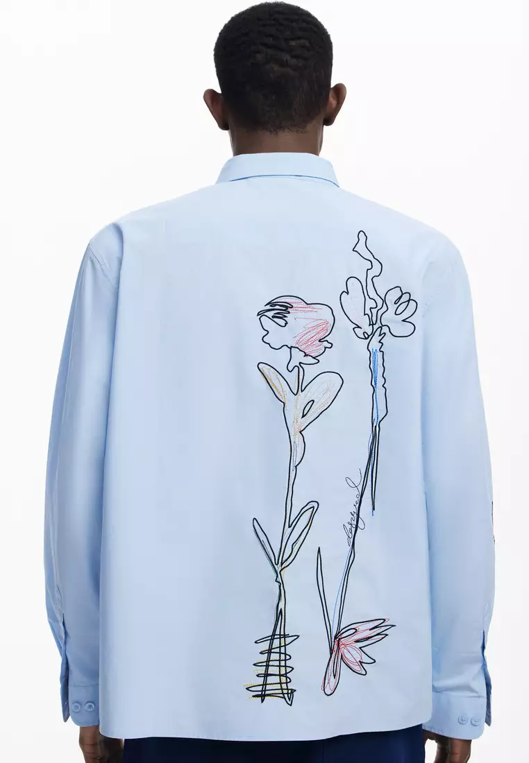 Long-sleeve shirt with embroidery