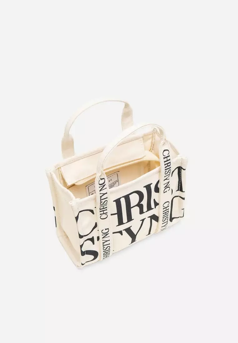 Tokyo Micro Print Tote Bag Beige