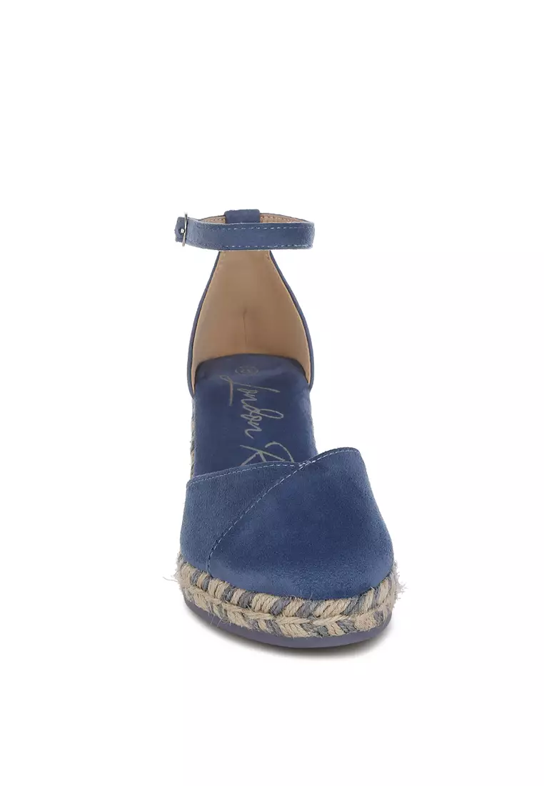 Wedge Heel Espadrilles Sandals In Navy