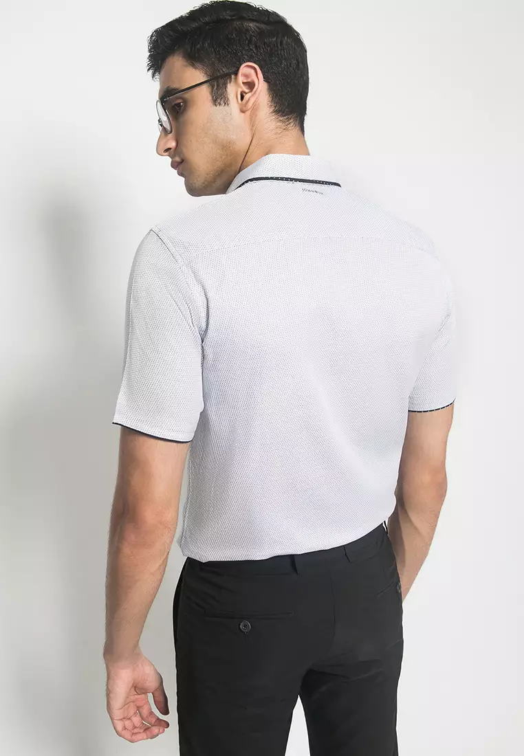 Johnwin - Kemeja Casual - Motif Polkadot - Putih - Pria - Slim Fit - ASH.670.K880.809.C