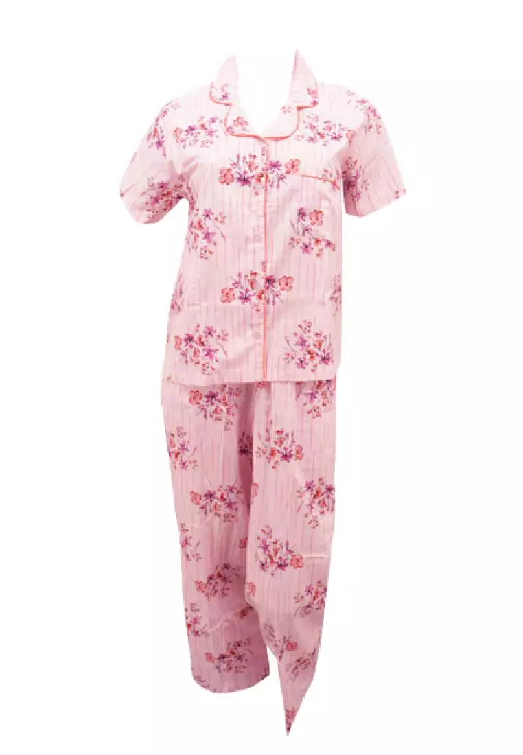Luludi Piyama LNP 5122 - Pink motif bunga