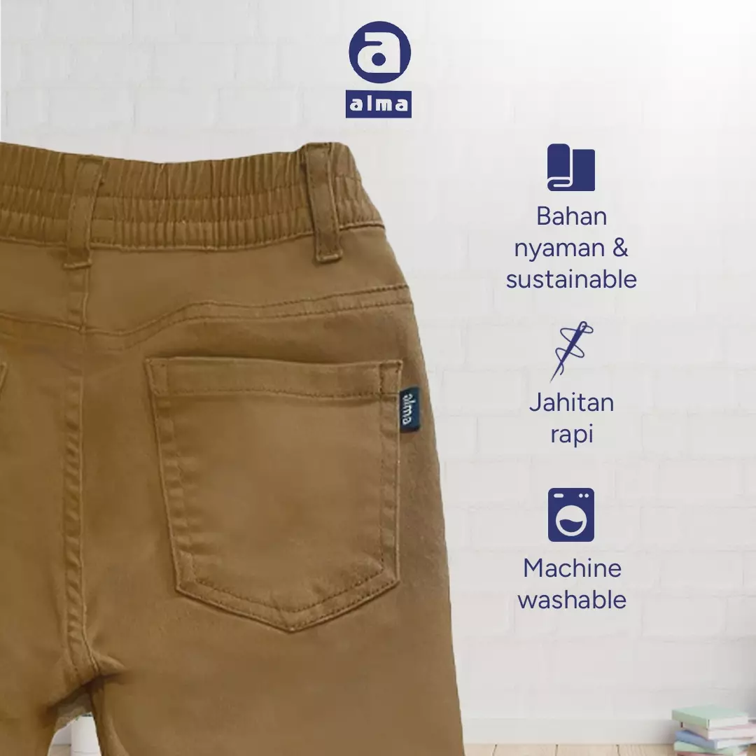 Alma Kids Celana Panjang Slim Fit anak warna coklat / brown