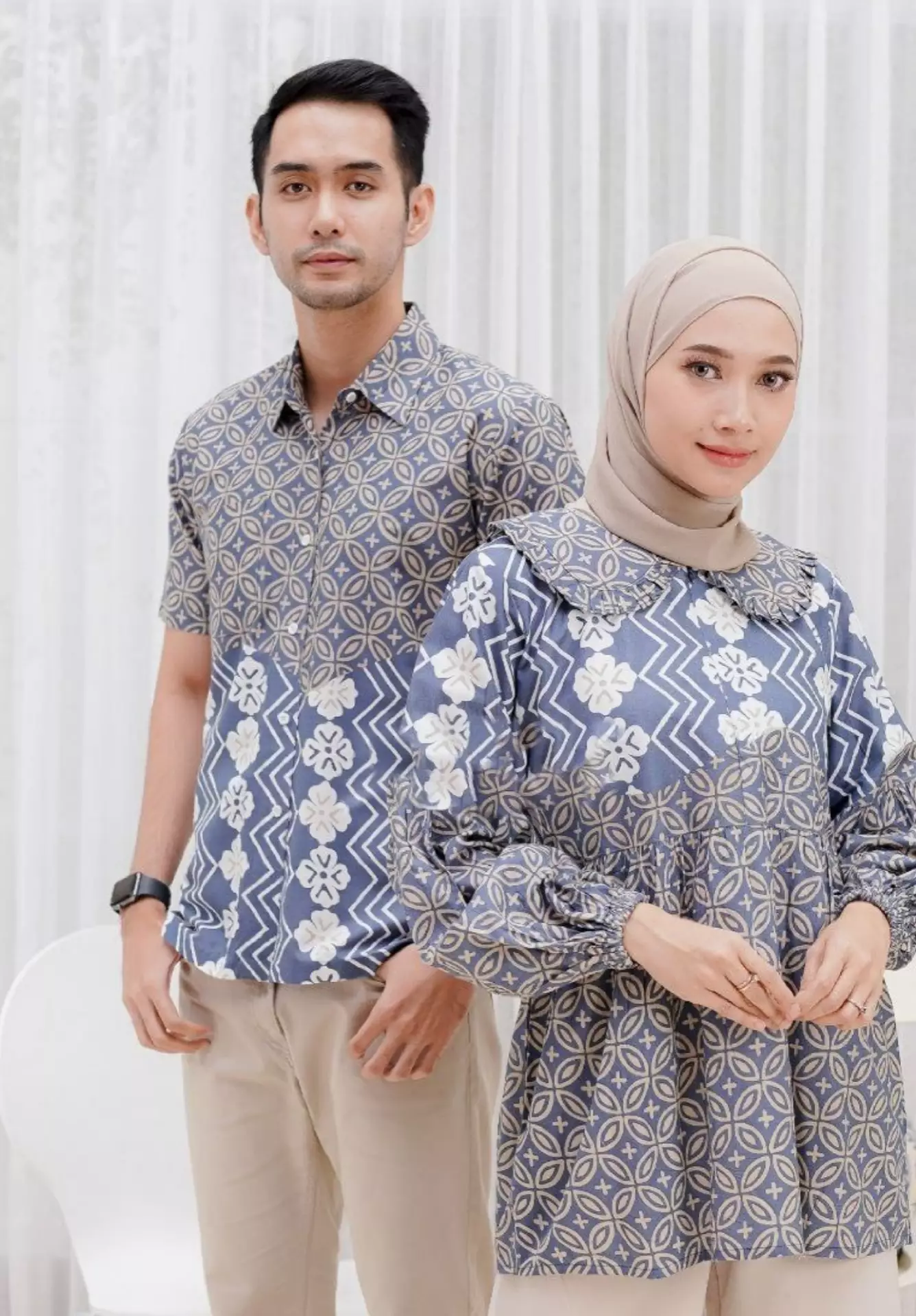 Blouse Batik Dharmarendra Biru Premium Elegant B.K
