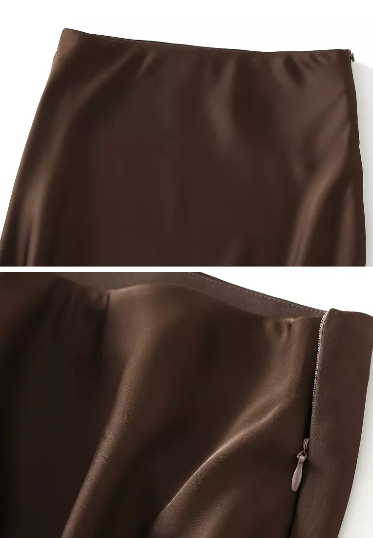 Draped Satin Fishtail Skirt‌ AF9902