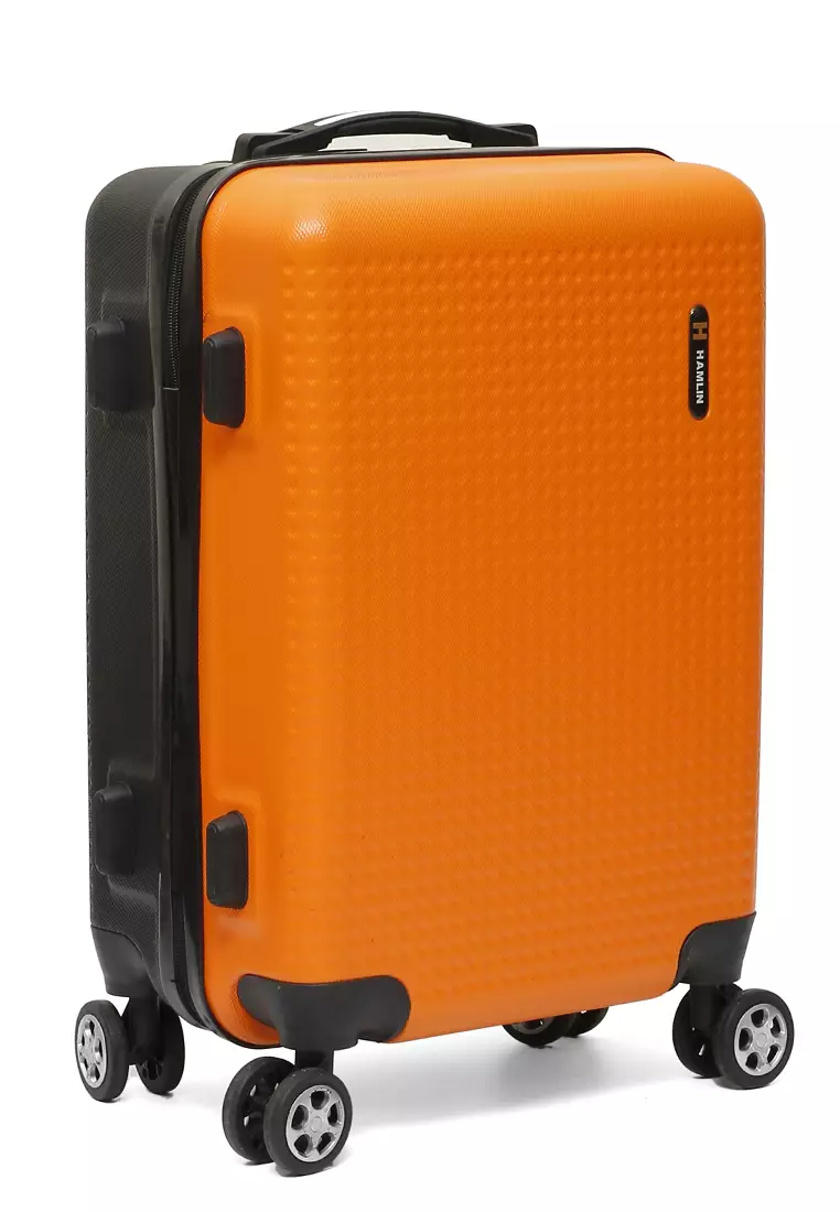 Carlton Koper Hardcase Unisex Size 20 Inch Dual Tone Color Large Compartment Suitcase Code Lock System Material ABS+PVC Coated ORIGINAL - Orange Black