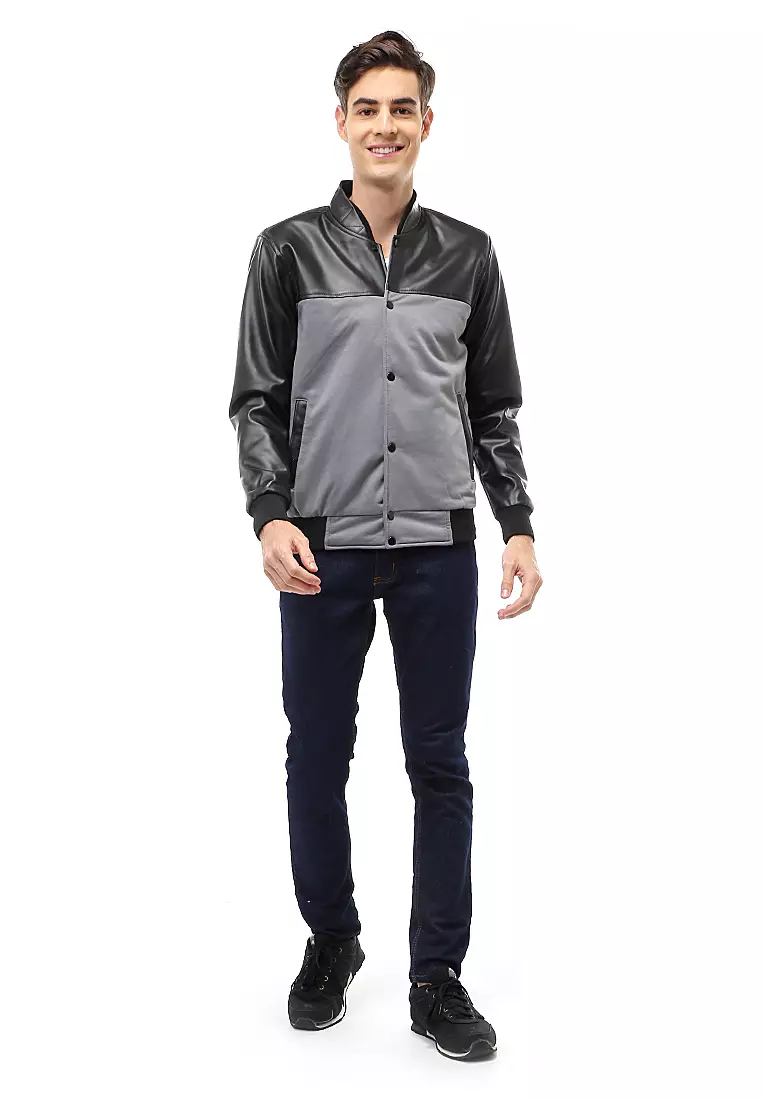 Halbert Outerwear Jaket Kulit Pria Elegant Material Leather ORIGINAL - Grey