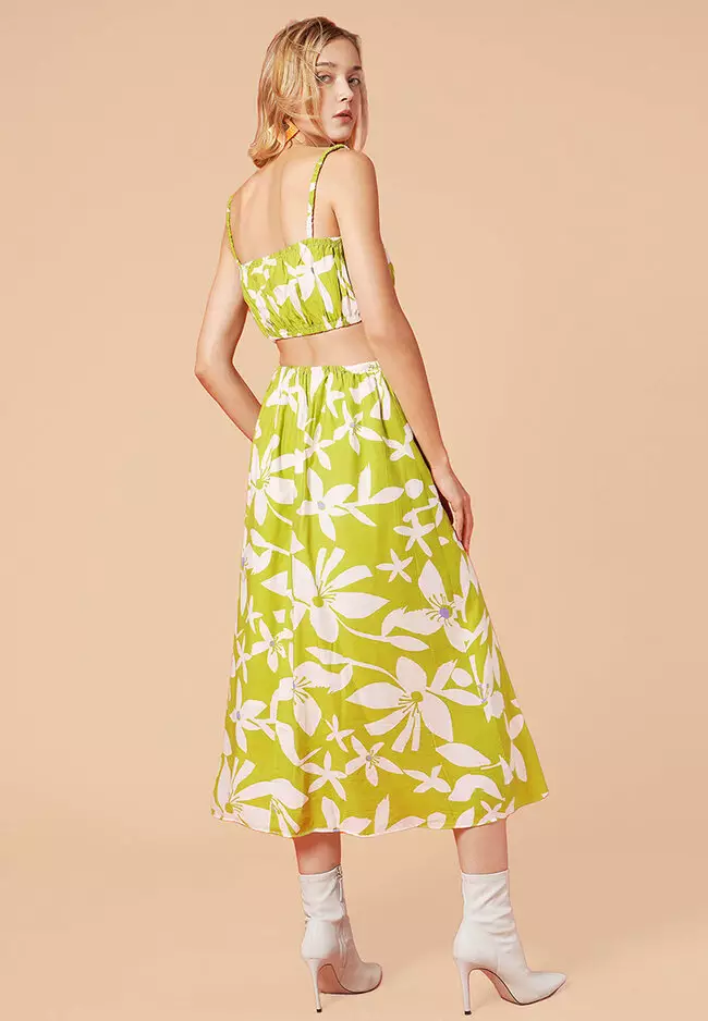 Strap Tube Bodice Cutout Midi Dress