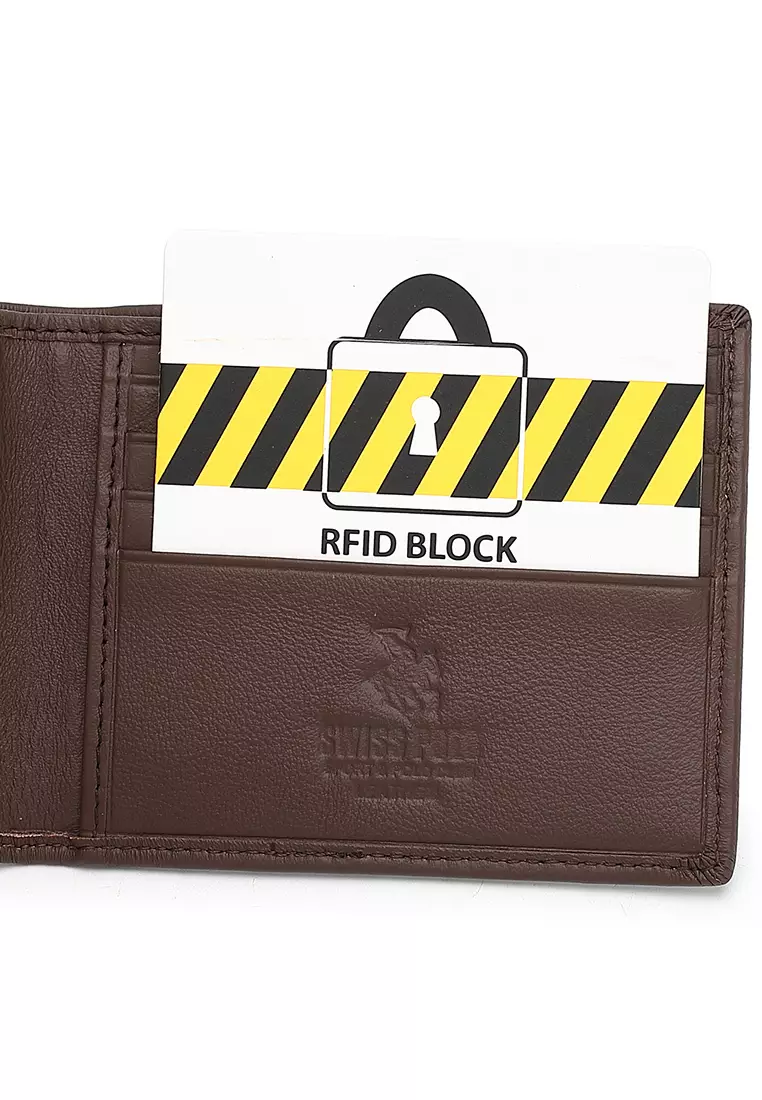 Genuine Leather RFID Short Wallet (Dompet Pendek Kulit Asli RFID Pria) - Cokelat