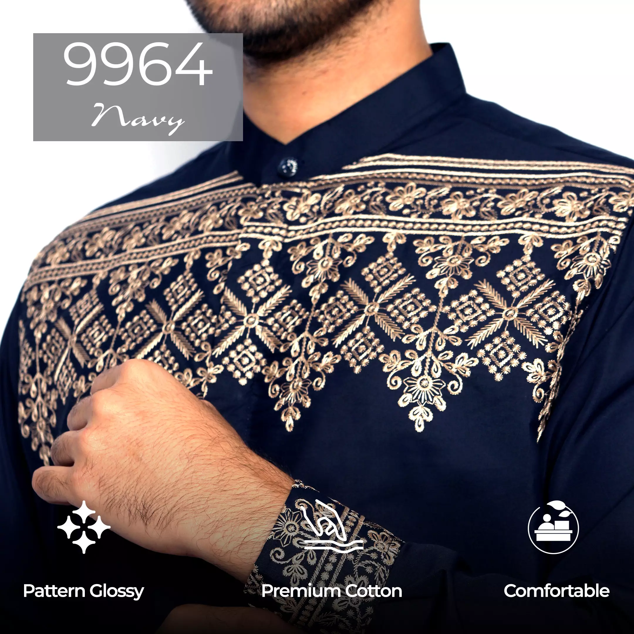 Casella Baju Koko Pria Lengan Panjang Premium Edisi Koko Sultan 9964 Navy