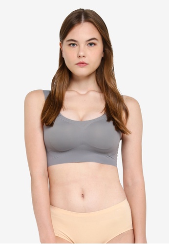 SMROCCO grey Utra Thin Ice Silk Cooling Wirefree Sleeping Bra (Grey) D6473US9DFB847GS_1
