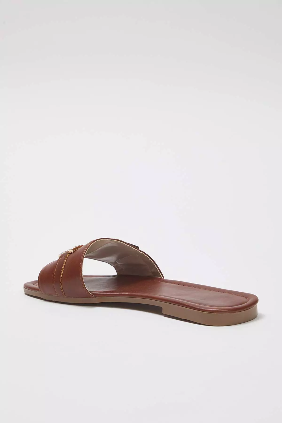 Brown Accessory Detailed Flat Women Stylish Slippers Takss25Te00047