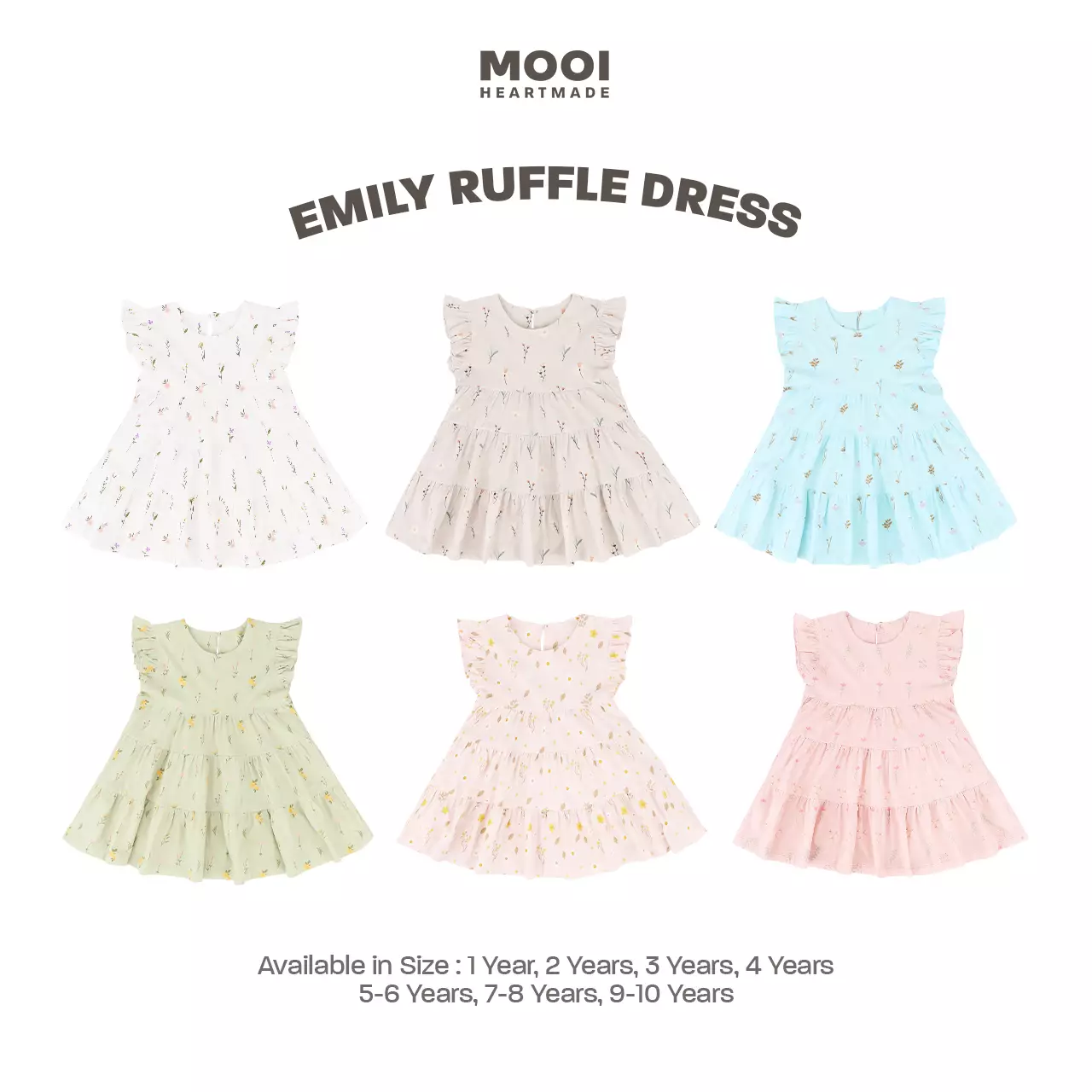 Mooi Dress Anak Perempuan Emily Ruffle Dress V1 - Lily White