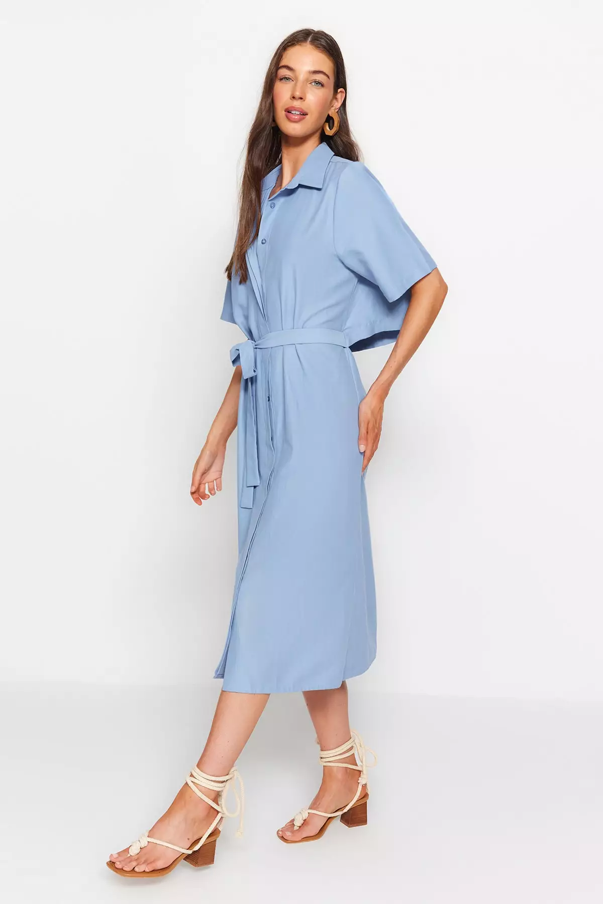 Buy Trendyol Belted Midi Back Detailed Shirt Dress 2024 Online | ZALORA