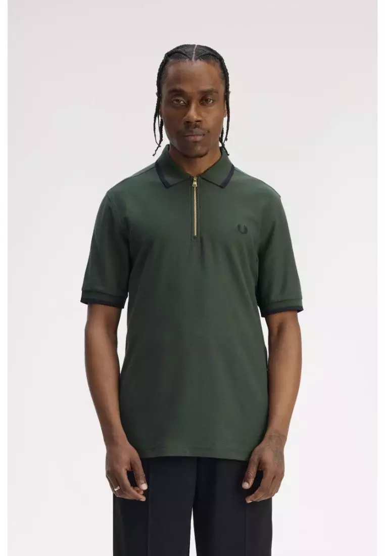 トップス Pedestal polo Loose Fit Polo Dropped shoulders Knitted Polo-Shirt | Medium Green