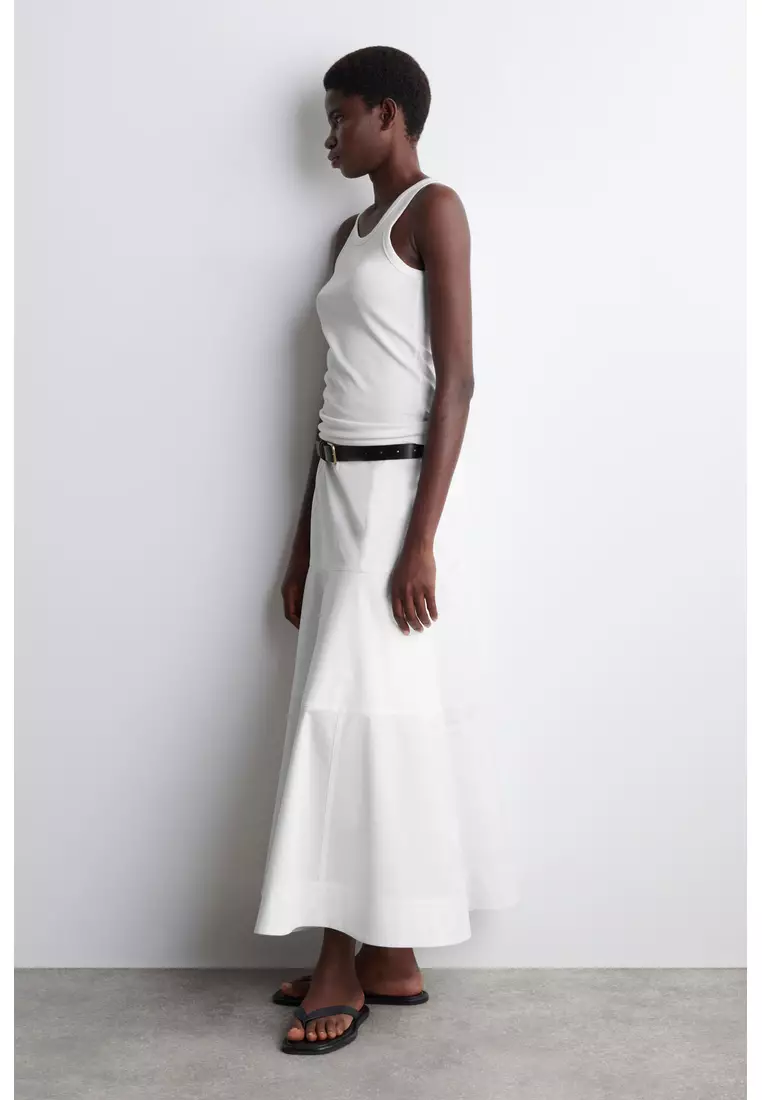 PANELLED COTTON MIDI SKIRT