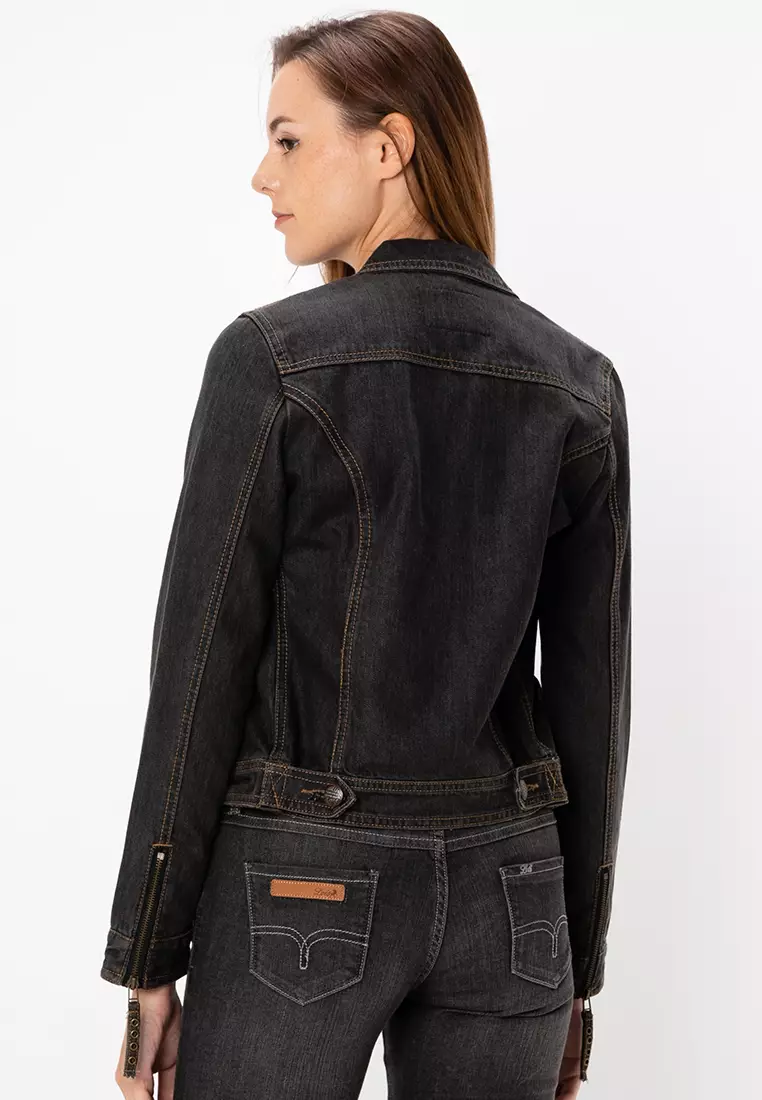 LJK LADIES DENIM ZIPPER JACKET