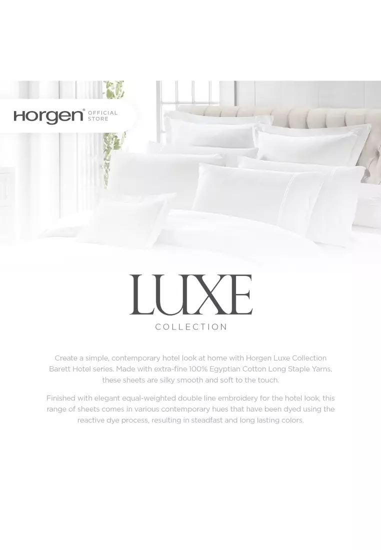 (Fitted Sheet Set, NO Quilt Cover) Horgen Luxe Collection Barrett Hotel Series 100% Egyptian Cotton Grey Fitted Sheet Set (Inc Fitted bedsheet, Pillow Cases, Bolster case)