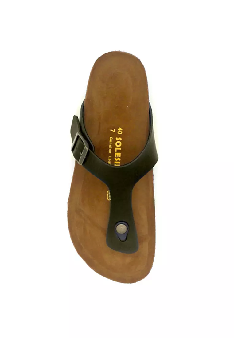 Buy SoleSimple Berlin - Khaki Leather Sandals & Flip Flops Online ...