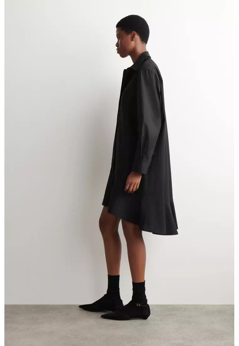 FLARED COTTON MINI SHIRT DRESS