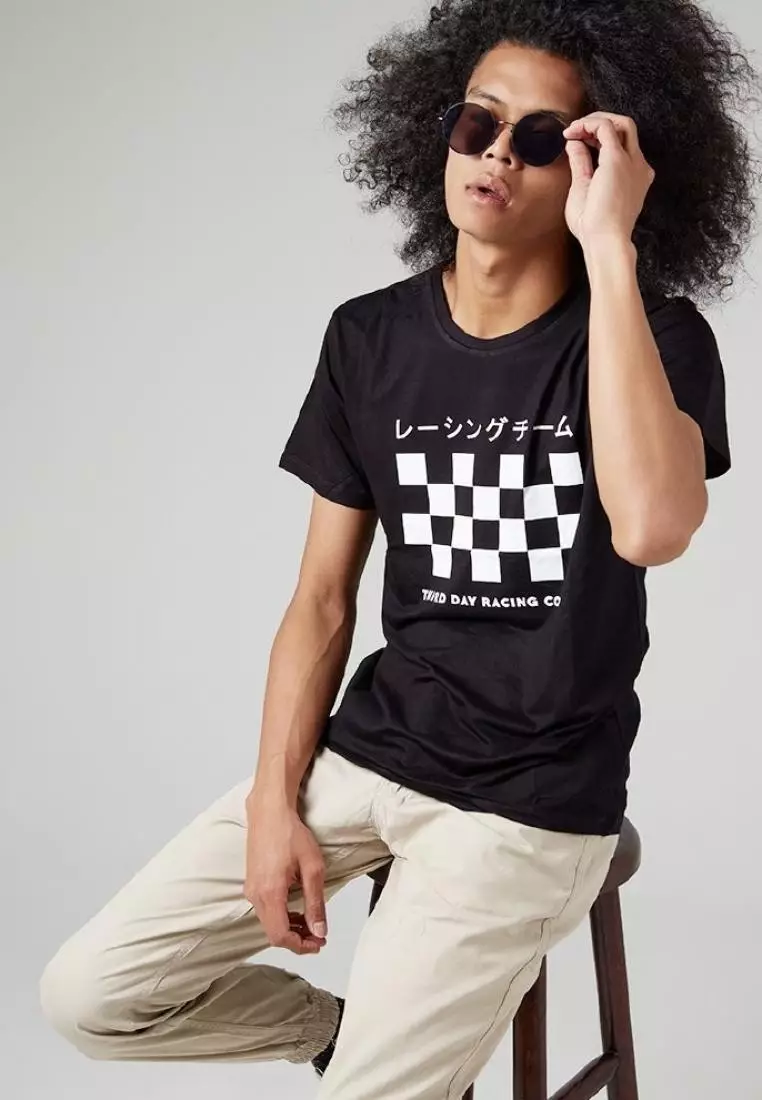 MT695m-s/s men racing tees blkXS