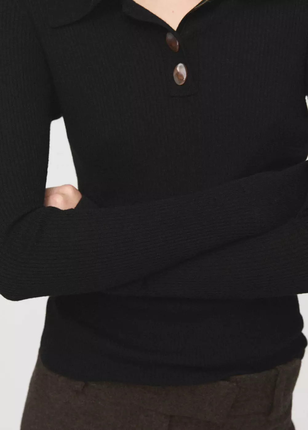 Sweater ribbed kerah polo