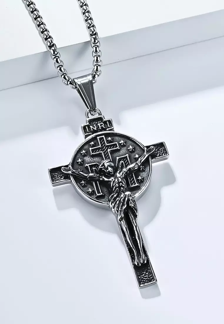 Titanium Steel INRI Cross Pendant Necklace JW QF-DZ641