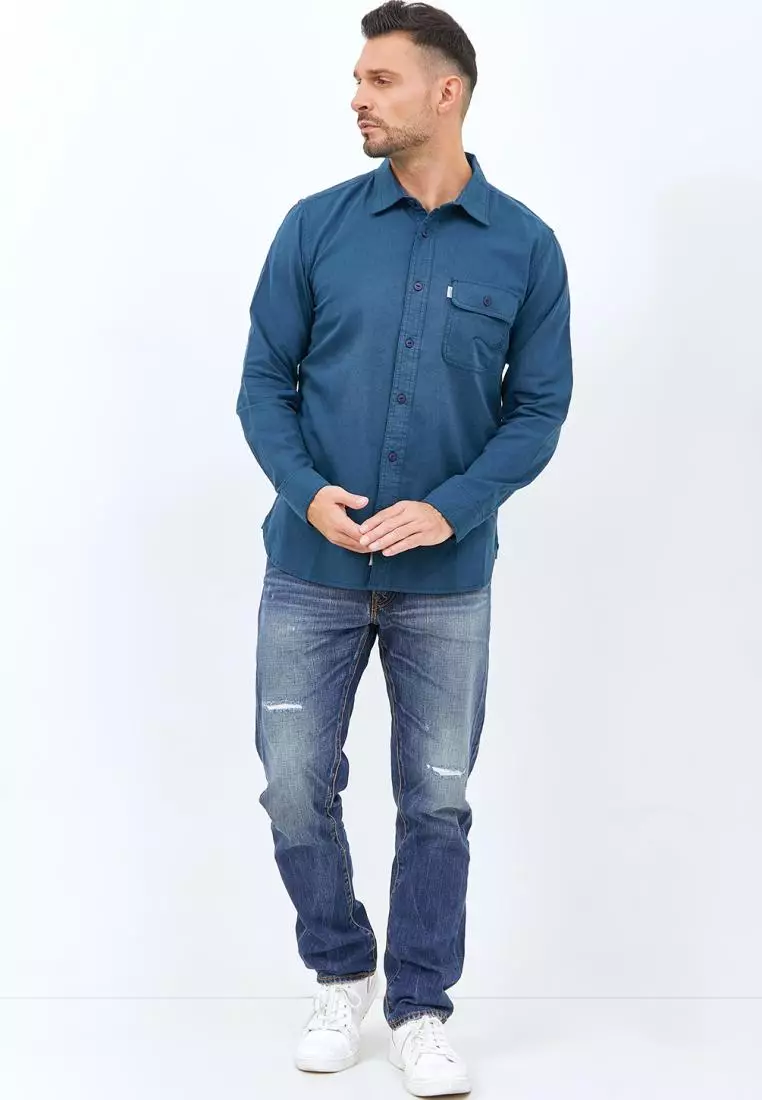 Jual Used Jeans Used Jeans - Kemeja Denim Pria Lengan Panjang Regular