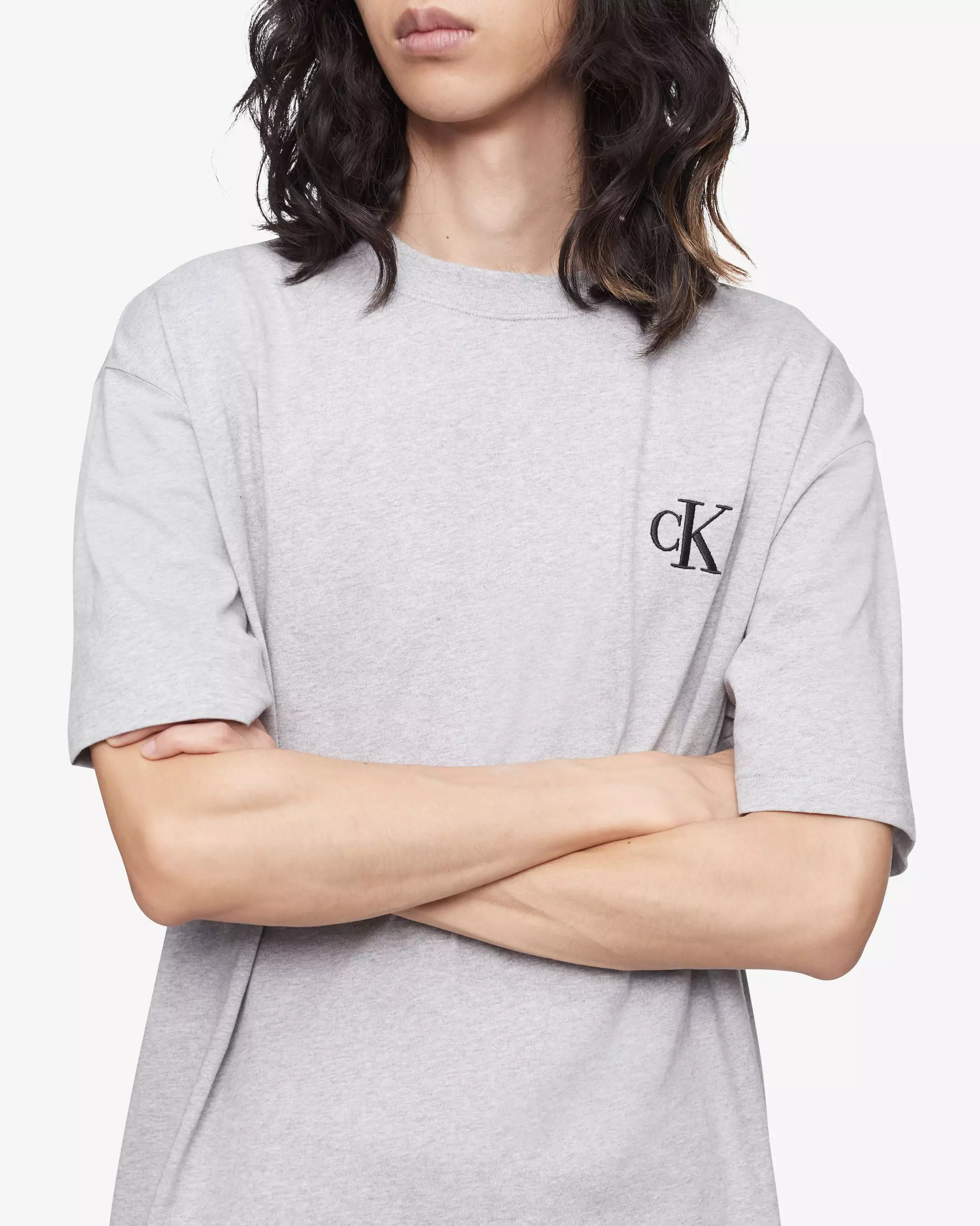 CK JEANS - ARCHIVE LOGO CREW NECK TEE - grey