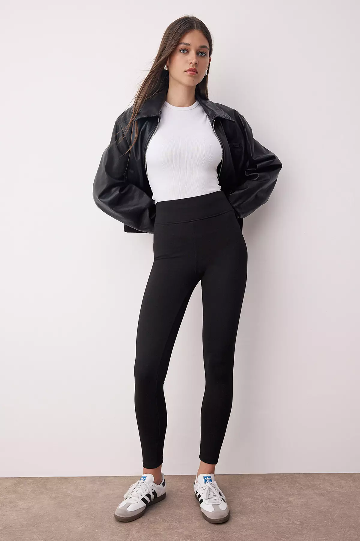 Black-Brown 2-Pack Interlock Body-Smoothing High Waist Knitted Leggings