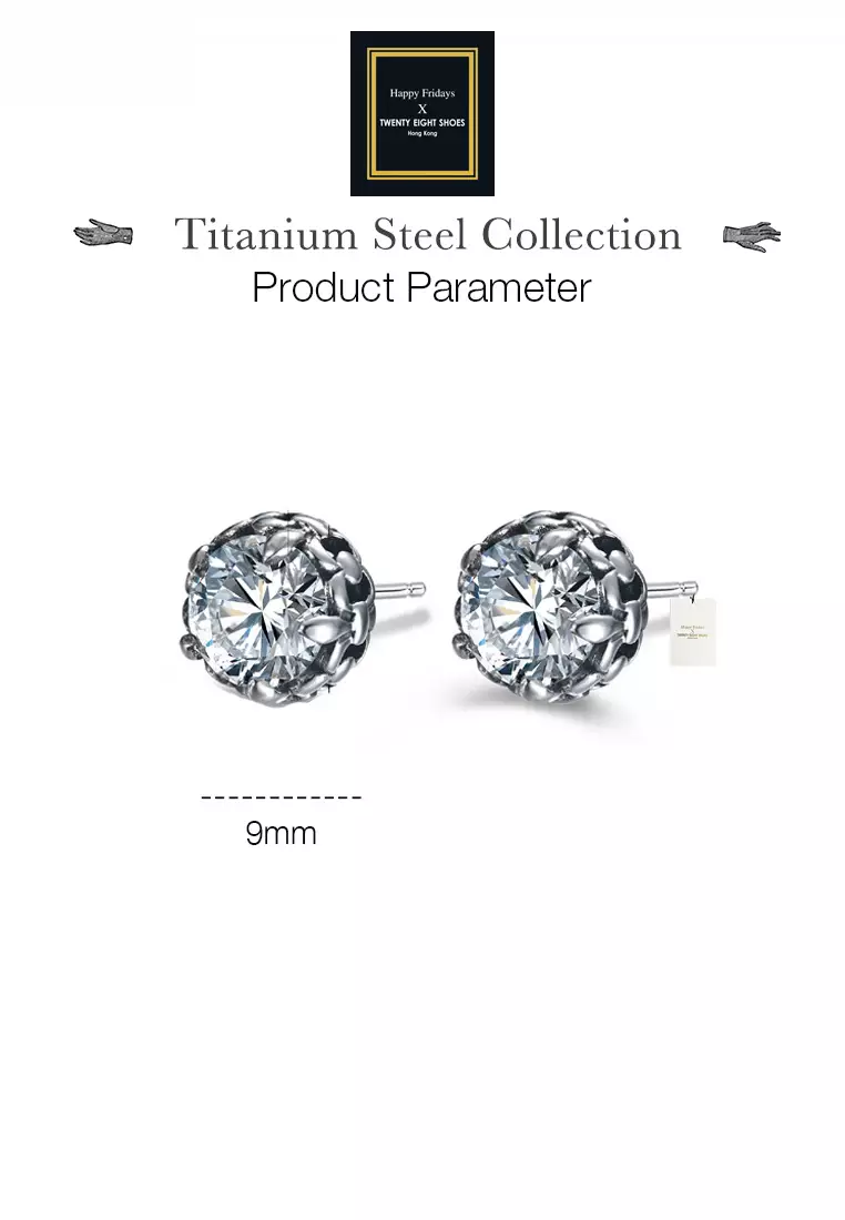 Unisex Titanium Steel Zircon Earrings JW QF-EH035