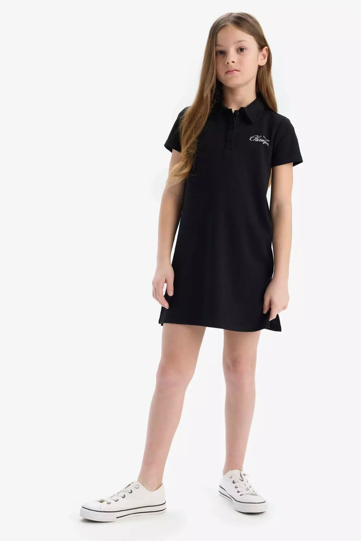 女童POLO恤領印花短袖夏季連身裙 E2646A825Sm