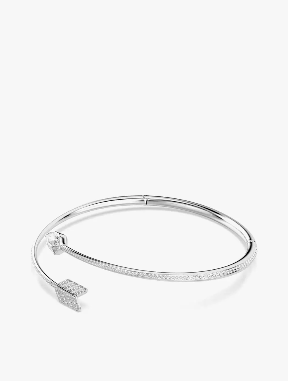 Idyllia choker, Mixed cuts, Arrow, White, Rhodium plated