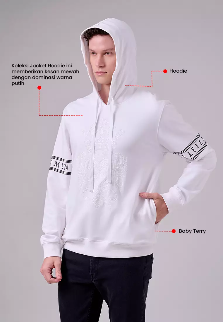 MANZONE X Merry Riana - Hoodie Lengan Panjang Pria Achievement - White Warna White