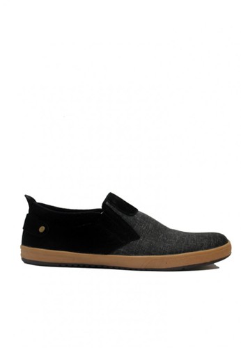 D-Island Shoes Slip On Oxford Comfort Canvas Dark Black