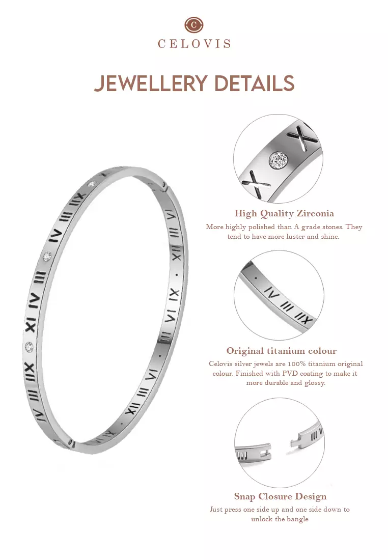 Chantal Roman Numeral Bangle in Silver