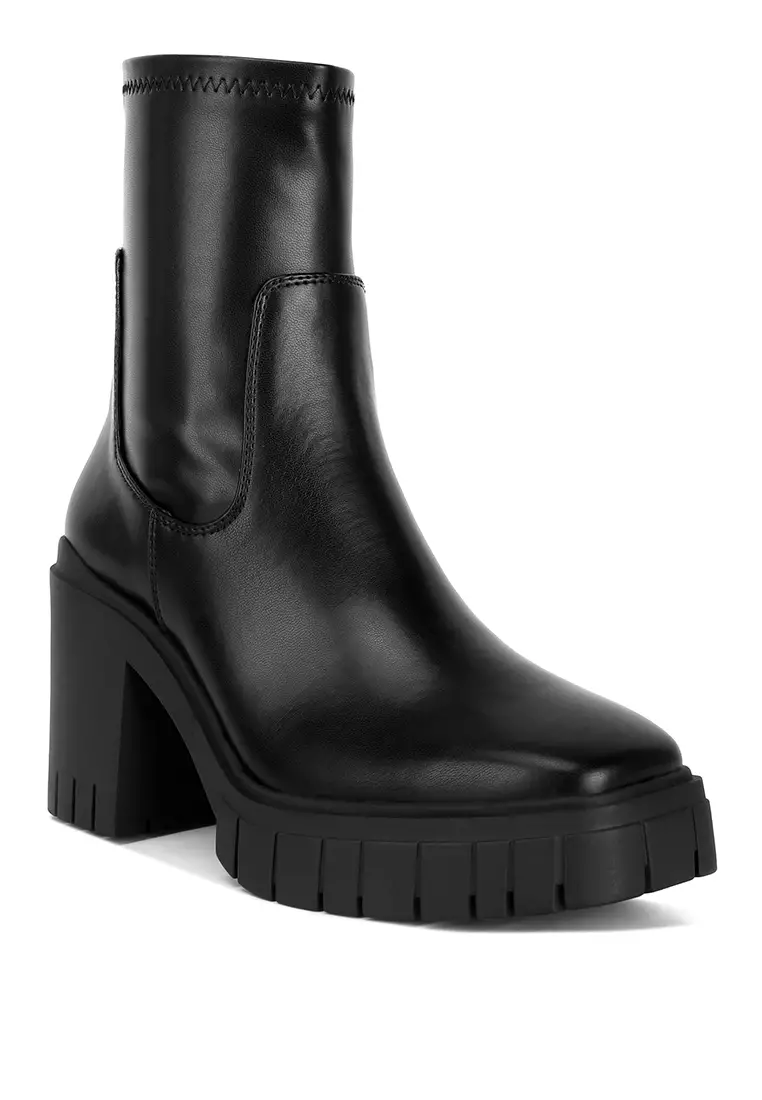 Buy London Rag Black Faux Leather Platform Heeled Ankle Boot 2024 ...