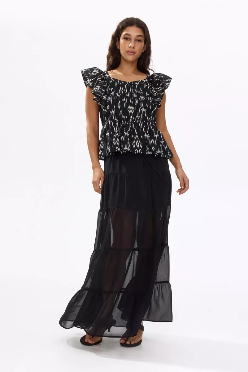 Frill-trimmed cotton top