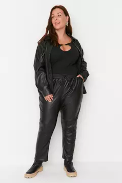 Women's plus size leather hotsell pants