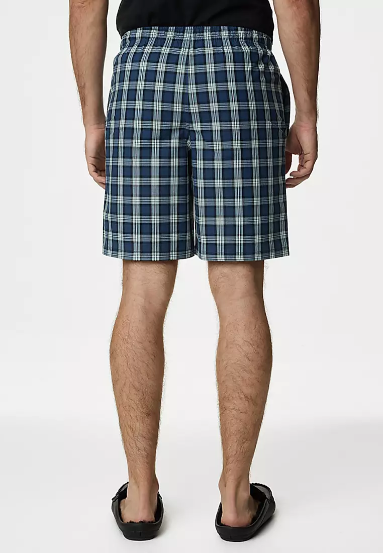 2Pk Pure Cotton Checked Pyjama Shorts