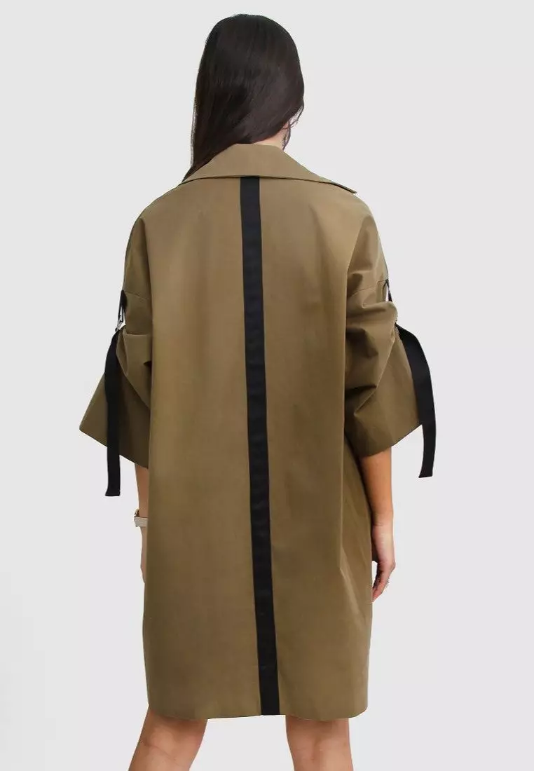 Belle & Bloom Russian Romance Oversized Trench Coat  in Military